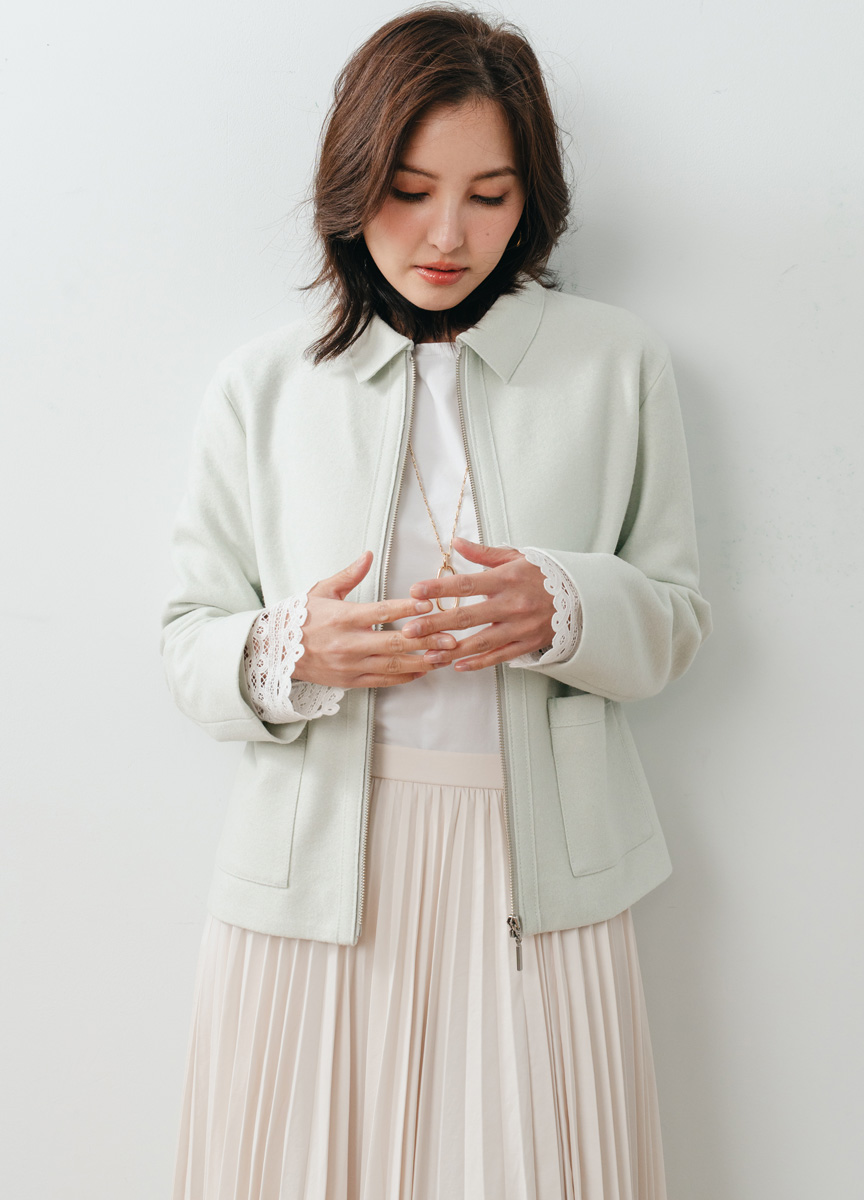 壓縮羊毛翻領外套              